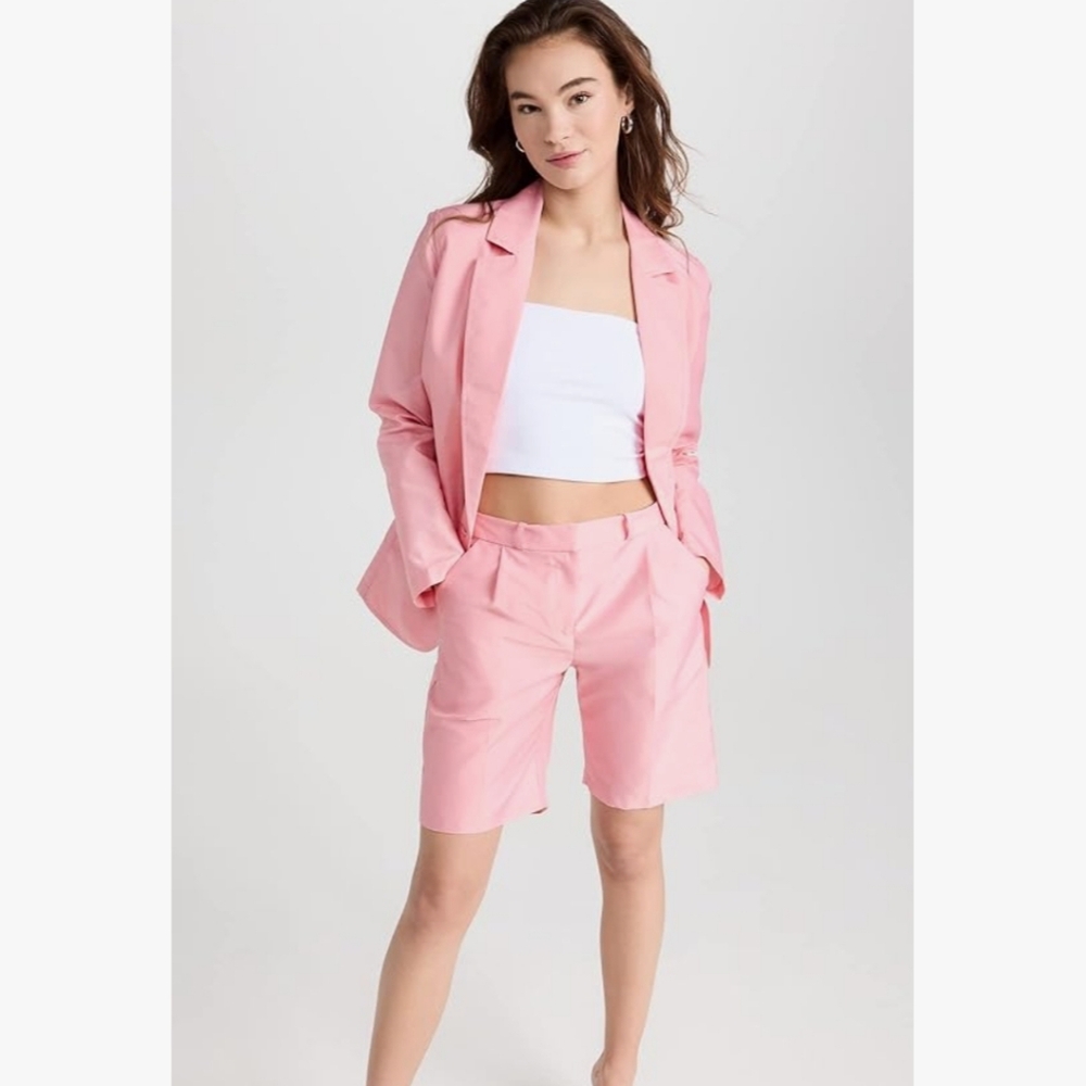Amanda Uprichard | Grady Pink Blazer Revolve Nylon Small Oversized - Picture 4 of 16